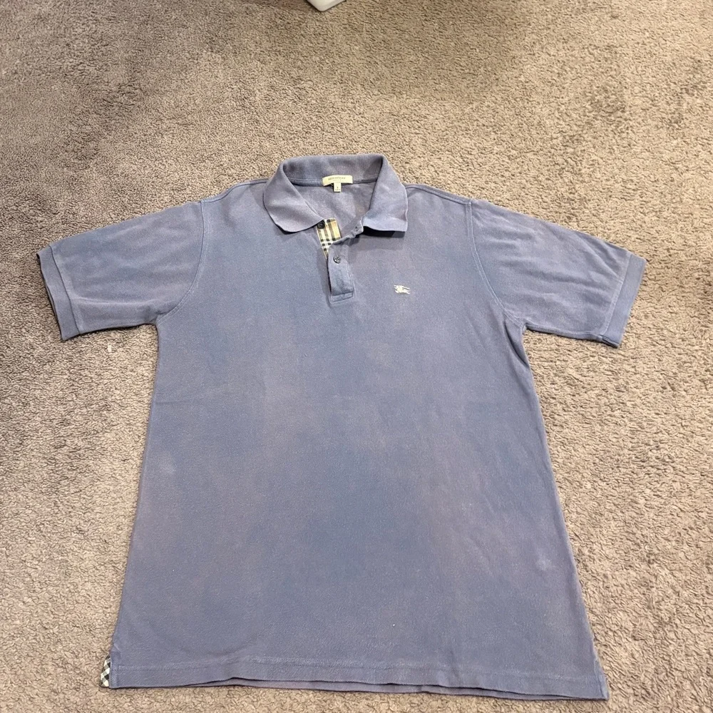 Burberry London Classic Blue Polo Embroidered Motif Men's Small - Picture 4 of 8